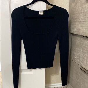 Abercrombie & Fitch Black Ribbed Long Sleeve Sweater Top